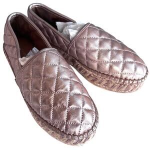 Maiden Lane loafers 8 Rose Gold platform leather quilted quiet luxury metallic